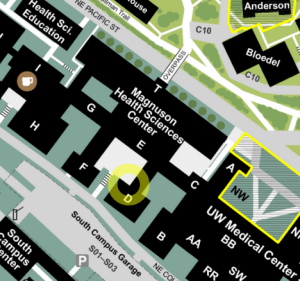 Map showing the D wing of HSB.